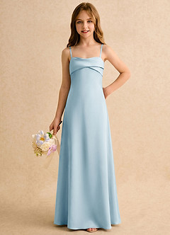 Azazie Mirabella Girls Formal Flower Girl Dresses Sky Blue Sheath Sweetheart Neckline Stretch Satin Dress image5