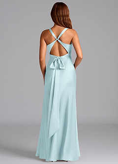Azazie Hati Bridesmaid Dresses Cloud Blue Mermaid Stretch Satin Dress image7