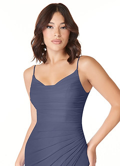 Azazie Deandra Bridesmaid Dresses Stormy Mermaid Pleated Mesh Dress image5