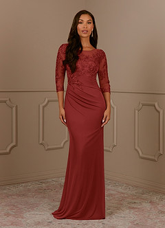 Azazie Fatemah Mother of the Bride Dresses Rust Mermaid Scoop Lace Lace Dress image1