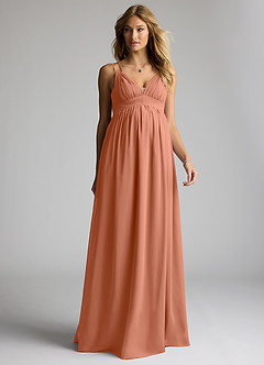 Azazie Emree Zwangerschaps Bruidsmeisjekleding A-Lijn Chiffon Vloerlengte Jurk image1