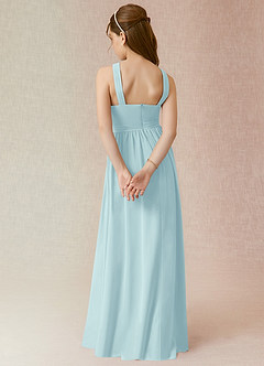 Azazie Jiya Junior Sea Glass A-Line Pleated Chiffon Dress image4