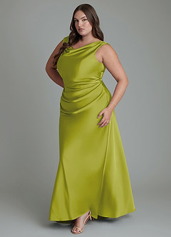 Azazie Kieryn Robes de demoiselle d'honneur Robe Sirène en Satin extensible Plissé Citronnelle image11
