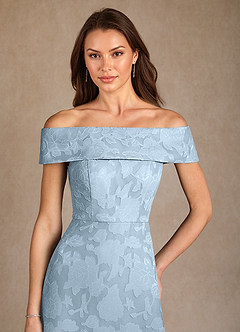 Azazie Medford Mother of the Bride Dresses Sky Blue A-Line Off the Shoulder Floral Burnout Dress image6