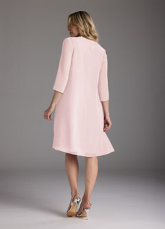 Azazie Shirley Mother of the Bride Dresses Blushing Pink A-Line Scoop Pleated Chiffon Dress image3