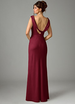 Azazie Kieryn Robes de demoiselle d'honneur Robe Sirène en Satin extensible Plissé Bourgogne image5