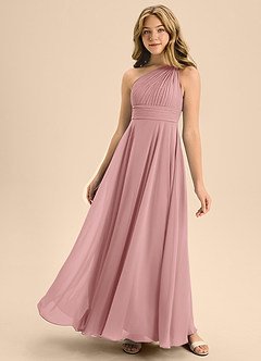 Azazie Charlize Junior Dusty Rose A-Line Pleated Chiffon Dress image1