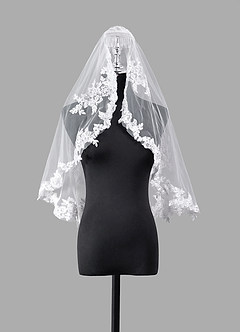 front Diamond and Lace Elbow Veil
