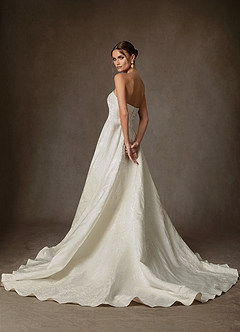 Azazie Tallulah Vestidos de novia Vestido de Blanco Antiguo de Jacquard Floral de Corte en A con Sin tirantes image2