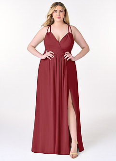 Azazie Farren Bridesmaid Dresses Pomegranate A-Line Pleated Chiffon Convertible Dress image10