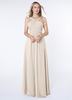 Azazie Kaleigh Bridesmaid Dresses White Alabaster A-Line Pleated Chiffon Dress image1