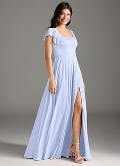 Azazie Bondi Brautjungfernkleider A-Linie Gestreift Gittergewebe Kleid Lavendel image6