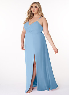 Azazie Everleigh Vente finale Robe Trapèze en Mousseline de soie Plissé en cœur Matcha image10