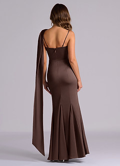 Azazie Inara Bridesmaid Dresses Ganache Mermaid Pleated Stretch Satin Dress image2
