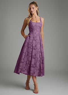 Azazie Isabella Bridesmaid Dresses Wisteria A-Line Corset Floral Burnout Dress image4