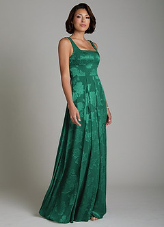 Azazie Persia Bridesmaid Dresses Emerald A-Line Corset Floral Jacquard Burnout Dress image6