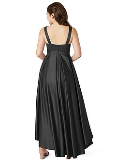 Azazie Inaya Junior A-Linie Gürtel/Schärpe Stretch-Satin Kleid Schwarz image2
