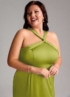 Azazie Rue Abiti da Damigella Abito Sirena in Raso Elasticizzato Plissettato Citronella image13