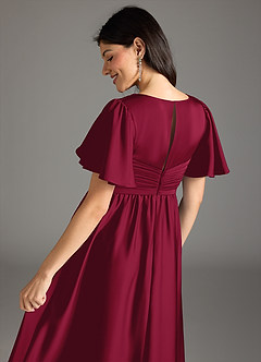 Azazie Verna Abiti da damigella d'onore premaman Abito A-Line Increspato Raso Elasticizzato Floor-Length image8