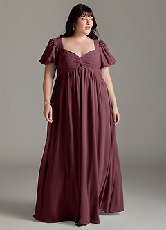 Azazie Madisynn Brautjungfernkleider für Schwangere Schleifen Chiffon Bodenlänge Kleid image5