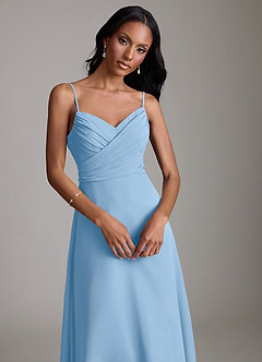 Azazie Kali 신부 들러리 드레스 A라인 주름진 쉬폰 바닥 길이 드레스 image5