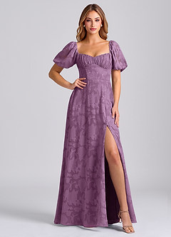 Azazie Mirian Robes de demoiselle d'honneur Robe Trapèze en Blumen-Burnout Encolure en Forme de Cœur Glycine image5