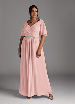 Azazie Tricia Abiti per la Madre della Sposa Abito A-Line in Chiffon con Scollo a V a Pieghe Rosa Cipria image8
