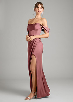 Azazie Johana Vestidos de damas de honor Vestido de Amatista de Satén Elástico de Corte Sirena Convertible con Vestidos sin tirantes image7