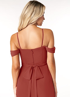 Azazie Joretta Bridesmaid Dresses Terracotta A-Line Sweetheart Neckline Chiffon Convertible Dress image3