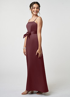 Azazie Anina Junior Robe Trapèze en Satin extensible Arc Sangria image4