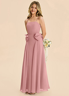 Azazie Nyah Junior Dusty Rose A-Line Pleated Chiffon Dress image1