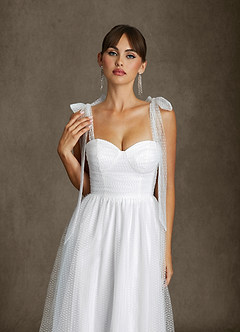 Azazie Angelica Wedding Dresses Diamond White A-Line Sweetheart Neckline Tulle Dress image11