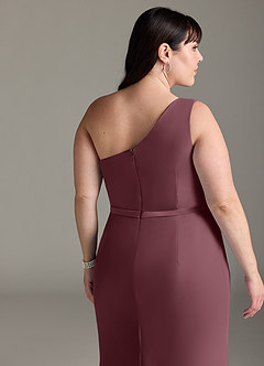 Azazie Liza Bridesmaid Dresses Sangria Mermaid One Shoulder Chiffon Dress image16