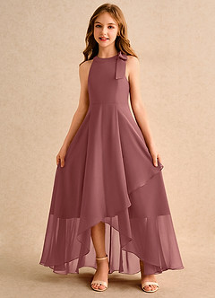 Azazie Boop Girls Formal Flower Girl Dresses Amethyst A-Line Bow Chiffon Dress image5
