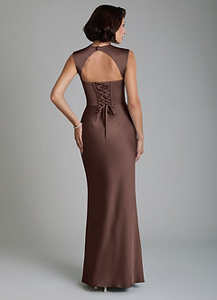 Azazie Lumia Bridesmaid Dresses Ganache Sheath Corset Stretch Satin Dress image2