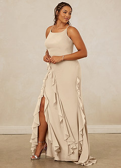 Christian Siriano Bridal for Azazie 1006 Bridesmaid Dresses Champagne Mermaid Ruched Chiffon Dress image11