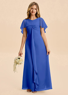 Azazie Selena Junior Royal Blue A-Line Ruched Chiffon Dress image6
