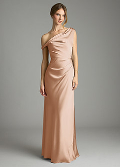 Azazie Emerson Abiti da Damigella Abito Sirena in Raso Elasticizzato a Spalla Scoperta Rosa Inglese image3