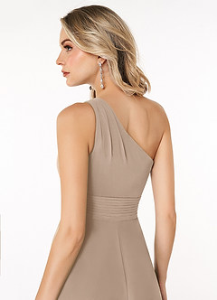 Azazie Dallas Bridesmaid Dresses Taupe A-Line One Shoulder Chiffon Dress image5