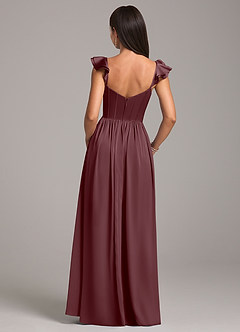 Azazie Denisse Bridesmaid Dresses Sangria A-Line Ruched Stretch Satin Dress image2