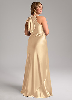 Azazie Doretta Bridesmaid Dresses Gold Mermaid Bow Metallic Satin Dress image9