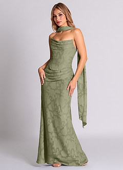 Azazie Sorrel Bridesmaid Dresses Pistachio Mermaid Corset Floral Burnout Convertible Dress image3