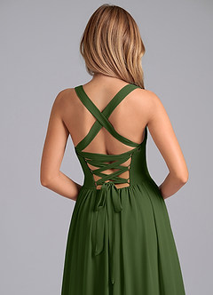 Azazie Francis Bridesmaid Dresses Olive A-Line Corset Chiffon Dress image7