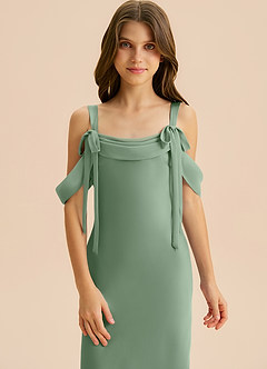 Azazie Bellalina Junior Syrena Pofałdowany Satyna elastyczna Długość podłogi Młodsza druhna Sukienka image6