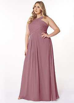 Azazie Kaleigh Bridesmaid Dresses Vintage Mauve A-Line Pleated Chiffon Dress image9