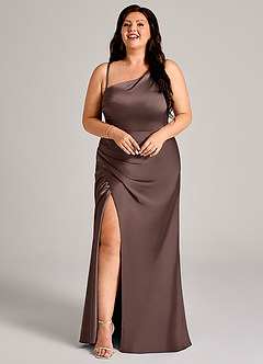 Azazie Madelyn Bridesmaid Dresses Ganache Mermaid One Shoulder Stretch Satin Convertible Dress image15