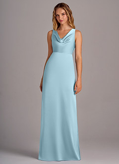 Azazie Wrenlee Bridesmaid Dresses Sky Blue A-Line Stretch Satin Dress image4