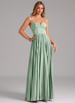 Azazie Akiko Bridesmaid Dresses Agave A-Line Sweetheart Neckline Stretch Satin Dress image3