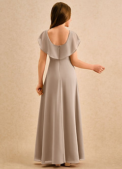 Azazie Kittie Girls Formal Flower Girl Dresses Taupe A-Line Chiffon Dress image2