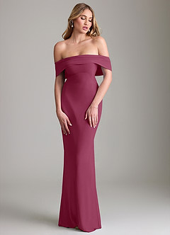 Azazie Lusinda Bridesmaid Dresses Mulberry Mermaid Off the Shoulder Chiffon Convertible Dress image4